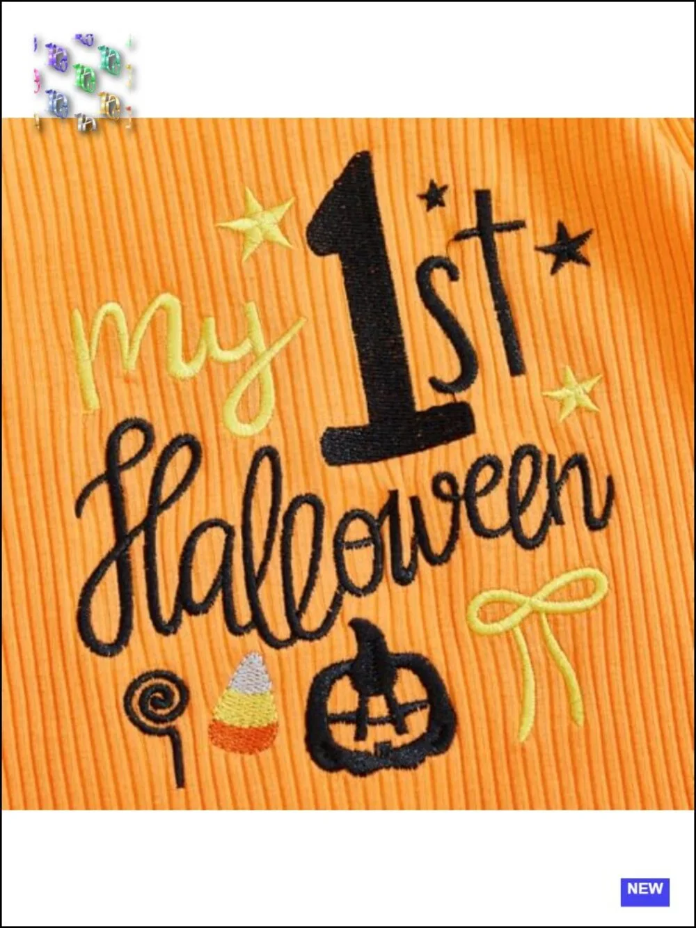 Cotton Blend Baby Girl Halloween Pumpkin Romper Set with Bell Bottoms and